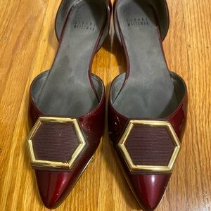 Stuart Weitzman Burgundy Flats with Gold Accent